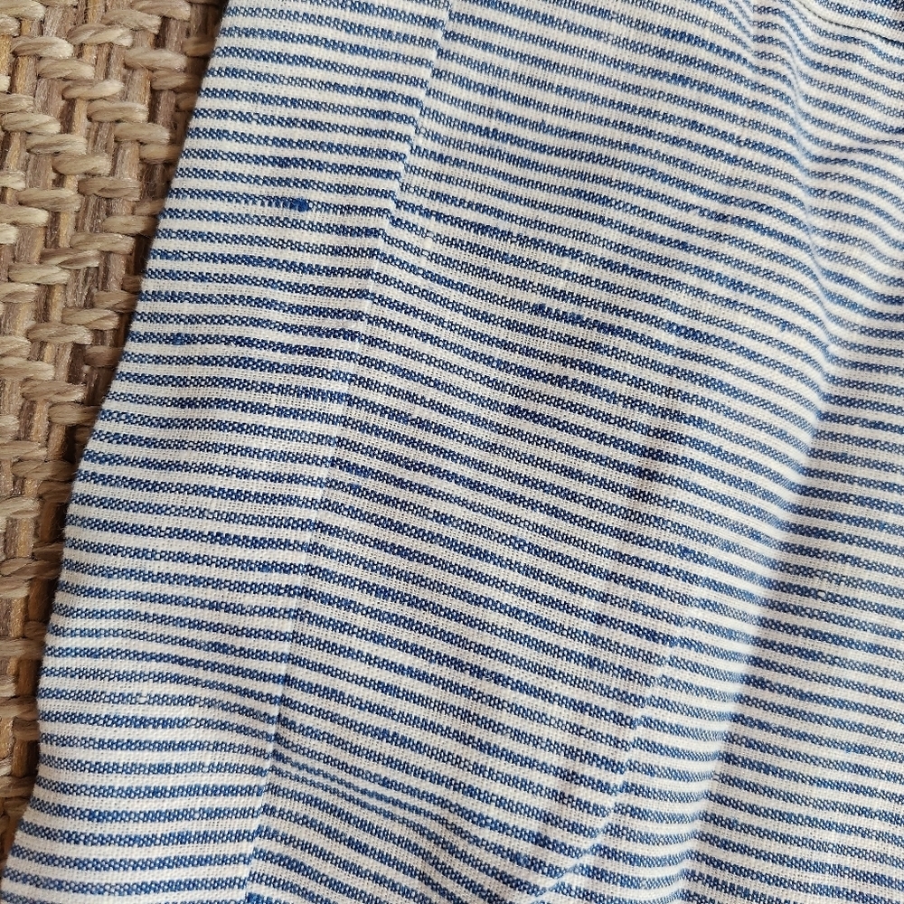 Náti Pinstripe Blue And White Seersucker 100% Linen Shorts Size Small - Picture 12 of 14